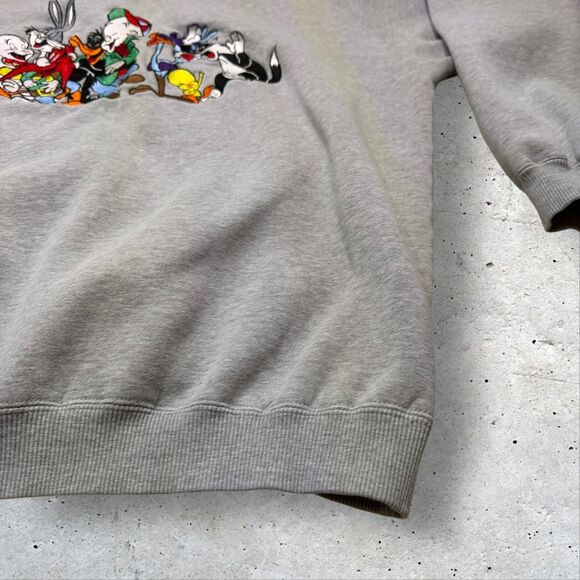 1992 Acme Clothing Looney Tunes Embroidered Characters Sweatshirt Gray Sz L/XL - Picture 6 of 11